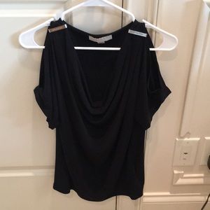 Michael Kors Black Draped Open Sleeve Shirt